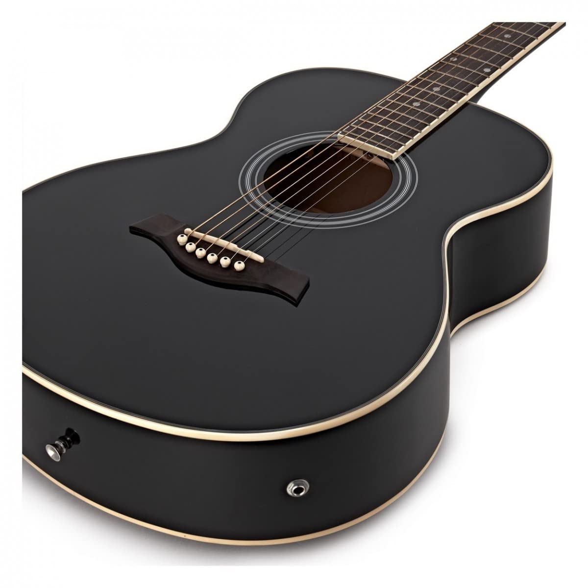 Gear4music Guitarra electroacústica negra con preamplificador de 4 bandas EQ