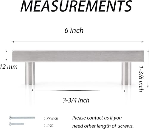 Miniatura 9 de Probrico Manijas de gabinete (paquete de 20) negras de 4 pulgadas (4.016 in) con agujero central, barra cuadrada en T, manijas de gabinete de