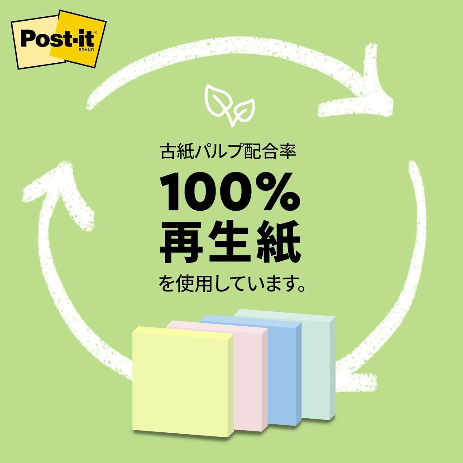 Pack of 10 75 75mm mixed color Sumitomo (3M) Post-it (R) Econo Pack (TM) recycled paper notebook 6541-K (japan import)