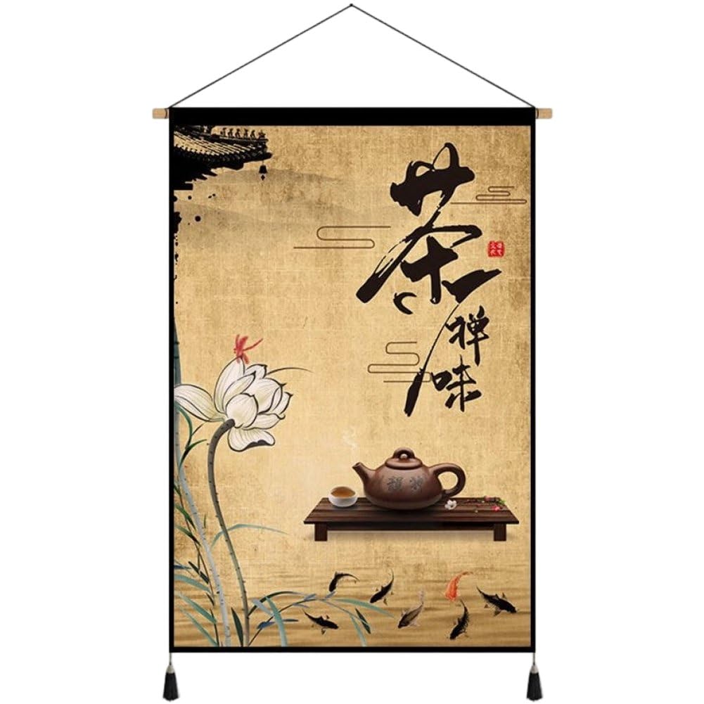 Tenture murale peinture chinoise zen rétro pour salon et chambre
