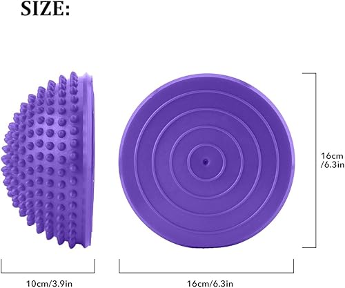 Miniatura 4 de VGEBY 2 unidslote de pelota de masaje de pies deportes equilibrio erizo media bola de pilates para yoga, fitness, gimnasia ejercicio (color púrpura)