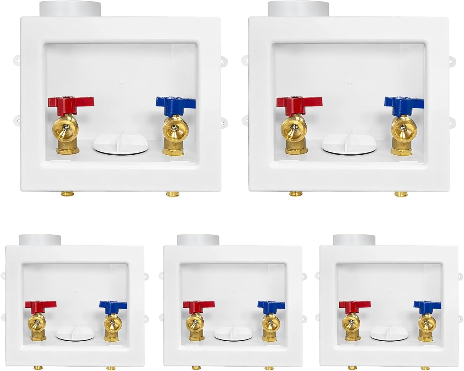 Washing Machine (Laundry) Outlet Box, Center Drain/Side Drain, Niikappu 1/2 Inch Pex-A Inlet x 3/4 Inch MHT Outlet Connection, with Copper Water Hammer Arrestor(WM013)