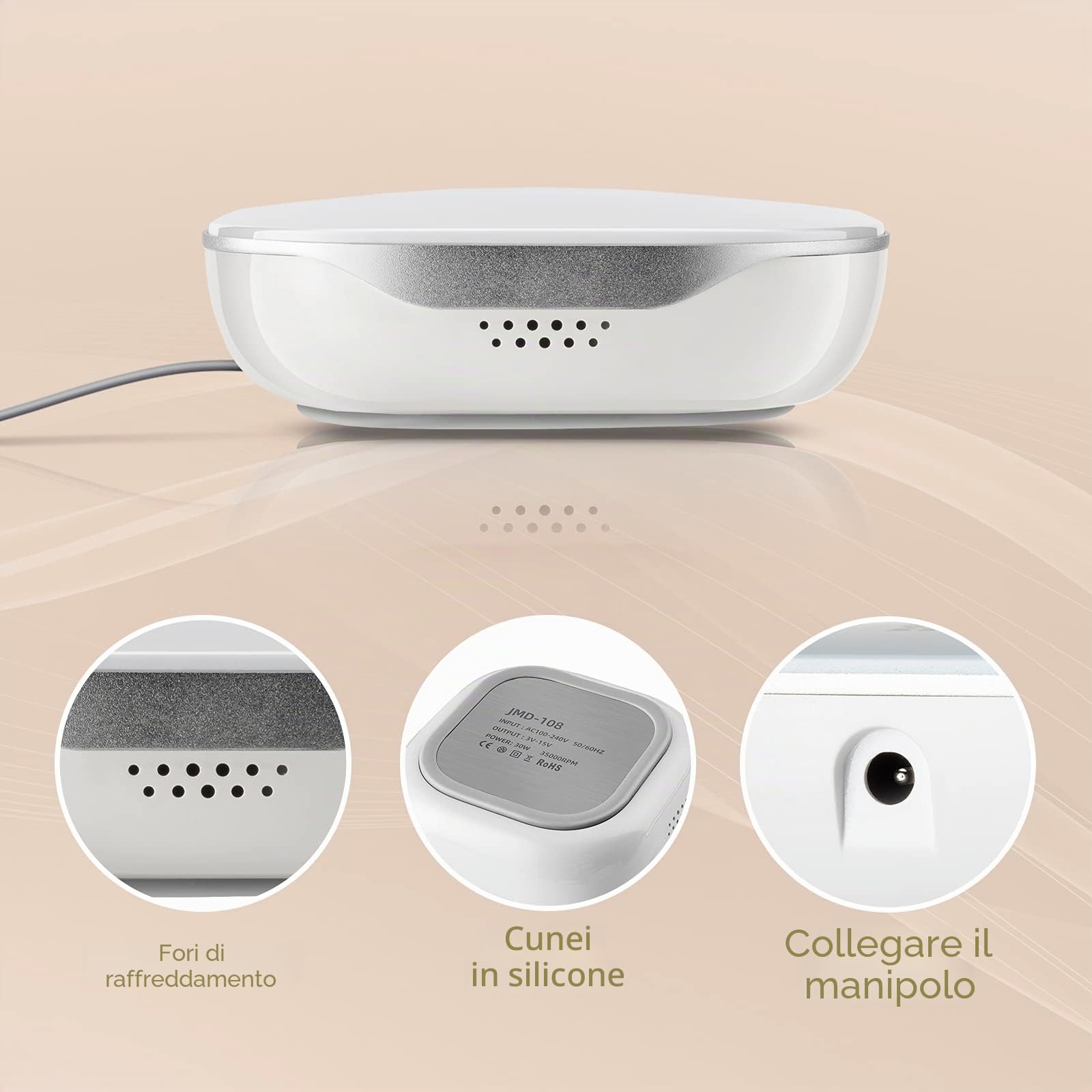 Madenia Fresa per Unghie Professionale 35000 Giri Display LCD Efile Digitale Lima per Unghie Elettrica Manicure e Pedicure, Zero rumore Nessuna vibrazione, con 6 Fresa Punte, Rosa