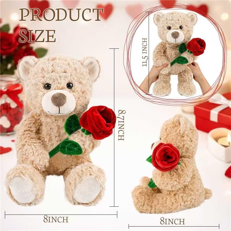 Teddy Bear Cute Stuffed Animals for Teen Girls Aesthetic Room Decor Weighted Anxiety Relief Plush Toy Tan Soft Plushies Birthday Gifts for Best Friend Daughter Sister Kids 9 Inch Beige Desk Accessory - Image 8
