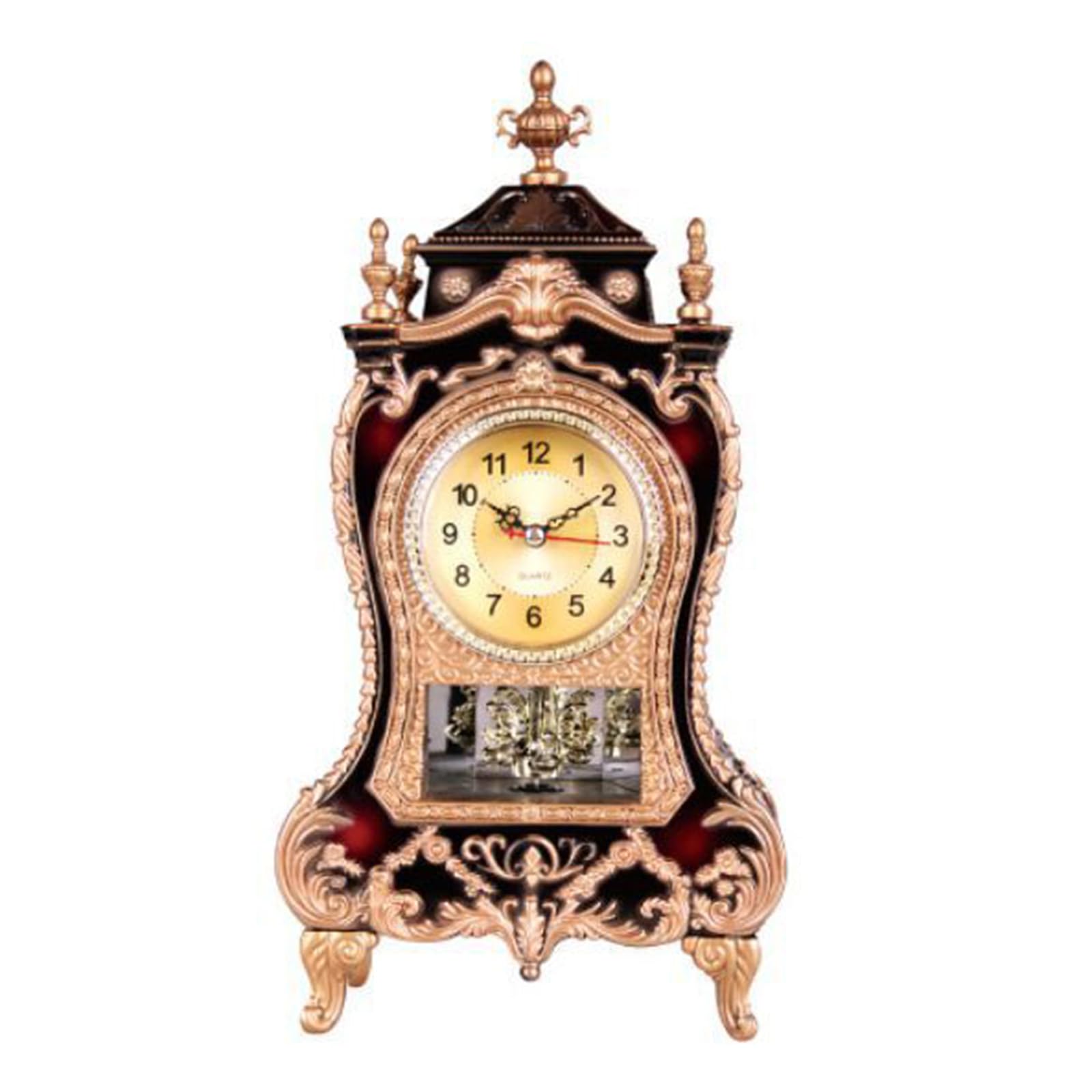 CRFFZ European Carvings Table Clock with 12 Distinct Melodies for Hourly Alarms Vintage Pendulums Mantels Clock Gift Antique Table with Musical Chimes