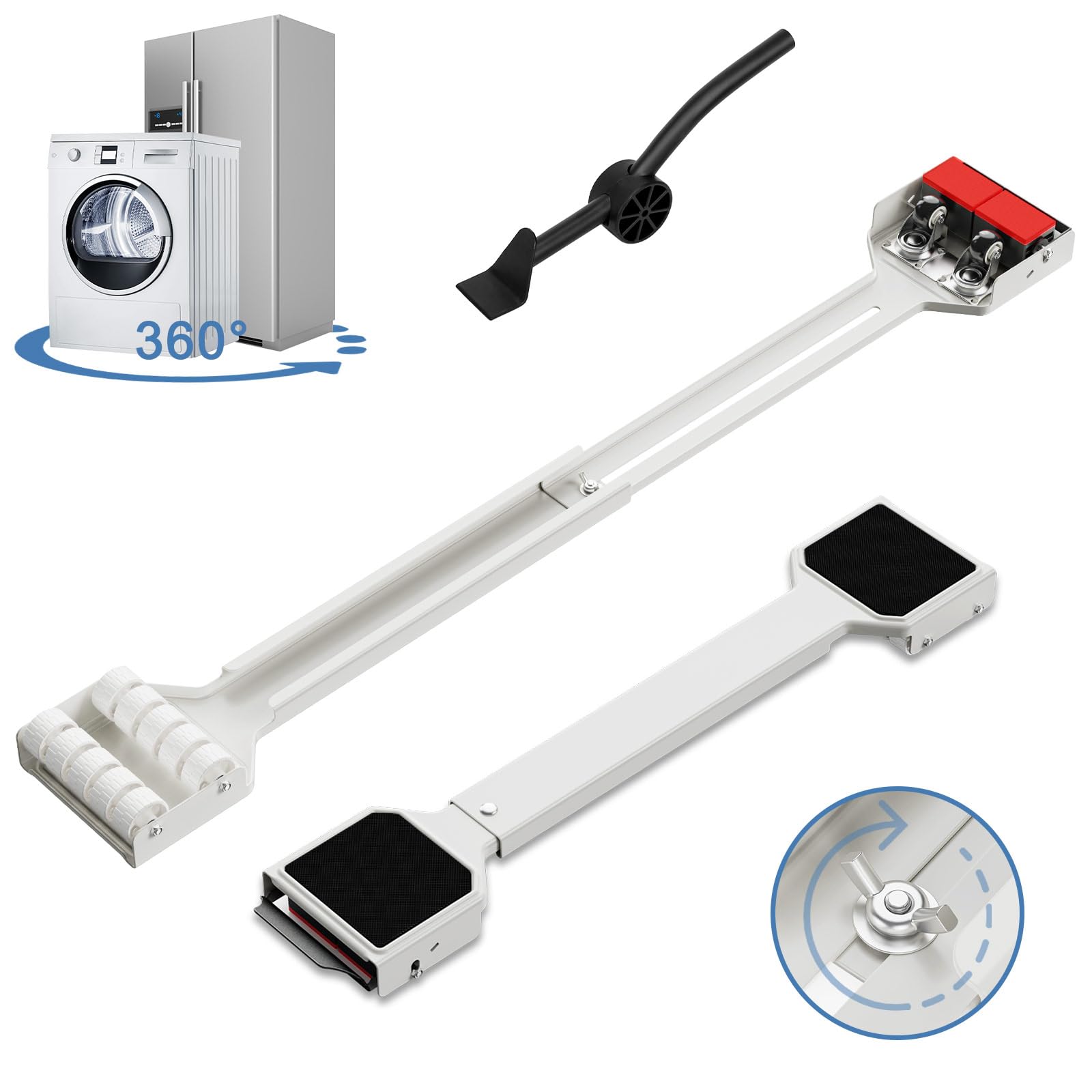 CYFIE Base para Lavadora con Freno, Sistema Deslizante Extensible 360° para Lavadora, Secadora, Frigorífico, Carga 300 kg, Blanco