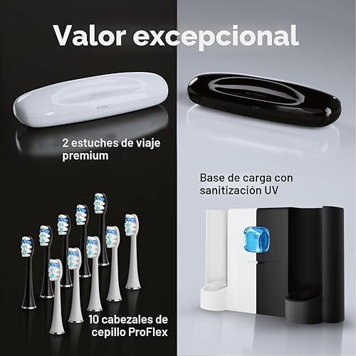 Miniatura 6 de AquaSonic DUO PRO - Cepillos de dientes eléctricos inteligentes ultrablanqueadores 40,000 VPM, aceptado por ADA, 4 con temporizador, desinfección UV