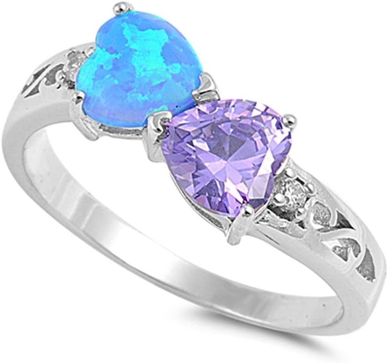 CHOOSE YOUR COLOR Sterling Silver Double Infinity Heart Promise Ring