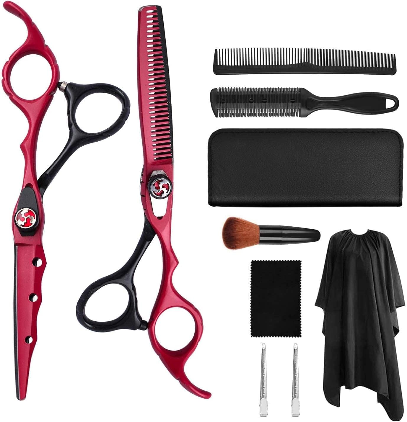 Hair Hairdressing Kids Safety Hair Salon Barber for Children Adults Haircut,Red,6.0 Inch Set