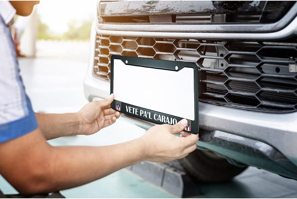 HOSNYE Vete Pa'L Carajo License Plate Frame Puerto Rico Rican Bl Steel Metal 2 Pcs 2 Holes Black Licenses Plates Frames Front Licenses Plate Covers Car Tag Frame for Women Men US Vehicles image 5
