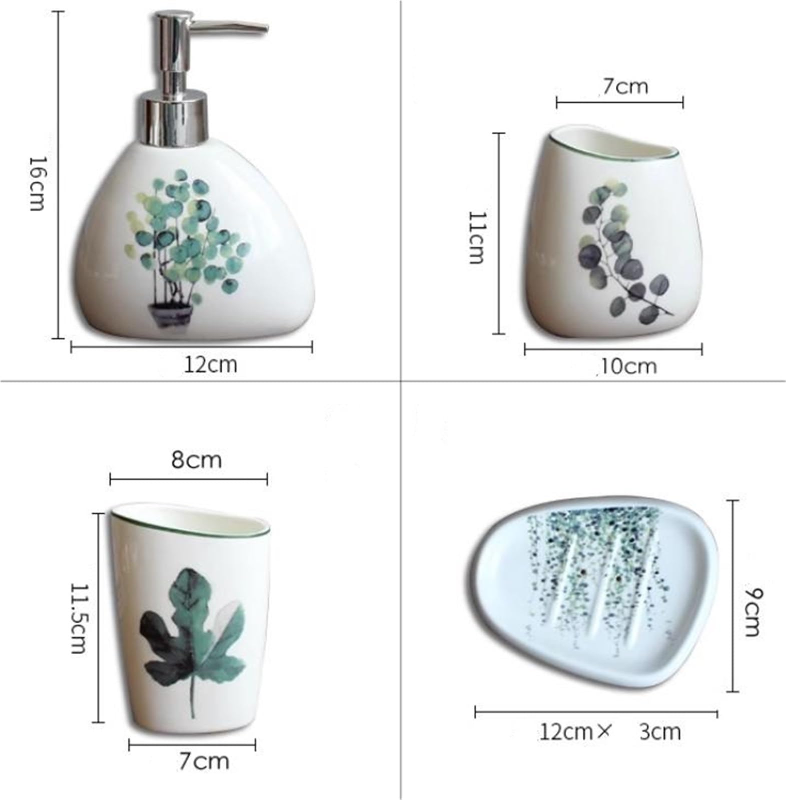 Zestaw ceramicznych akcesoriów łazienkowych | 5-częściowa łazienka: dozownik mydła, uchwyt na szczoteczki do zębów, kubek, mydelniczka