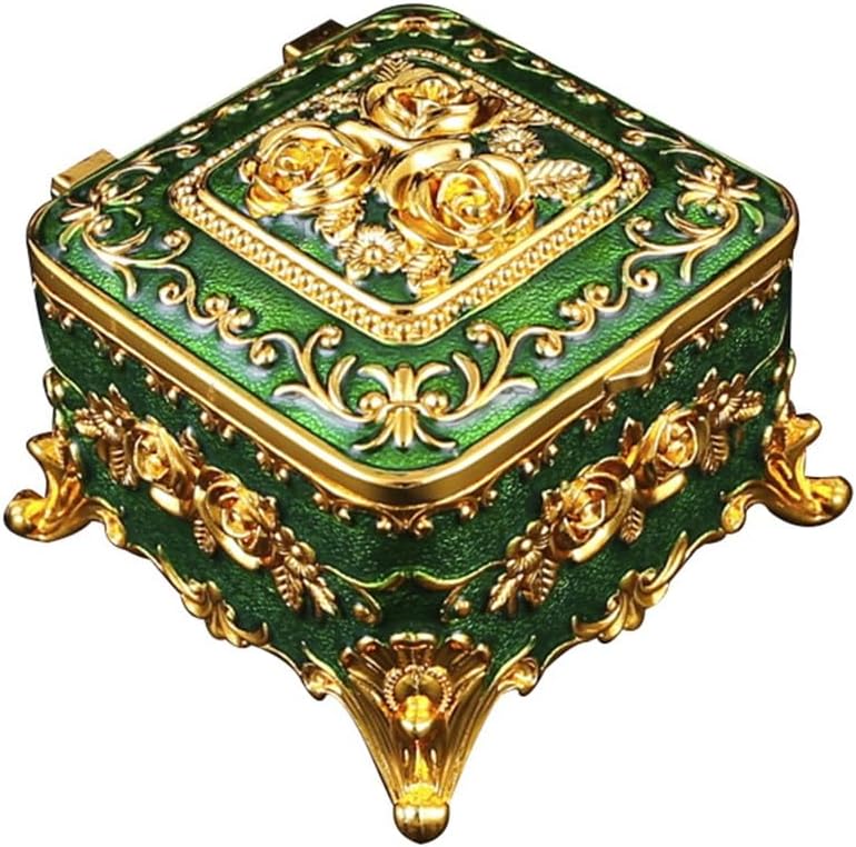 Rose Jewelry Box Vintage Home Enamel Creative Desktop Storage(Gray)