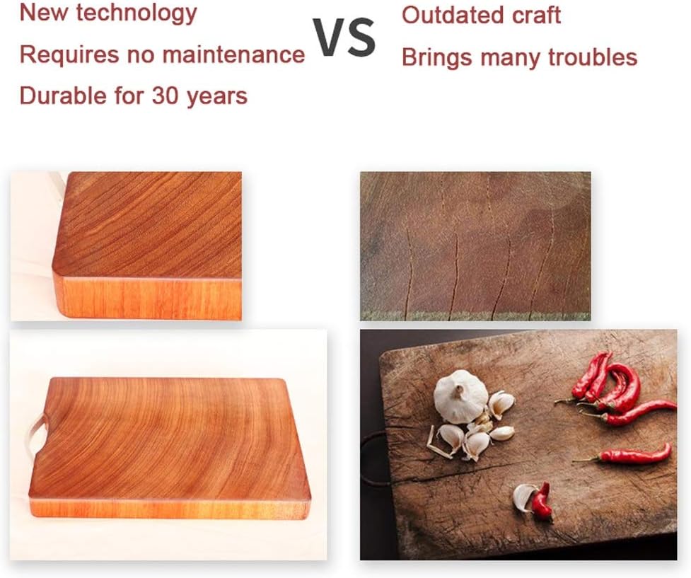 Authentic Iron Wood Chopping Board Kitchen Rectangular Cutting Board Reversible With Handle Household Chopping Block For Meat/Cheese/Vegetables - Provide Free Chopping Bo,Onecolor26*36 * 4