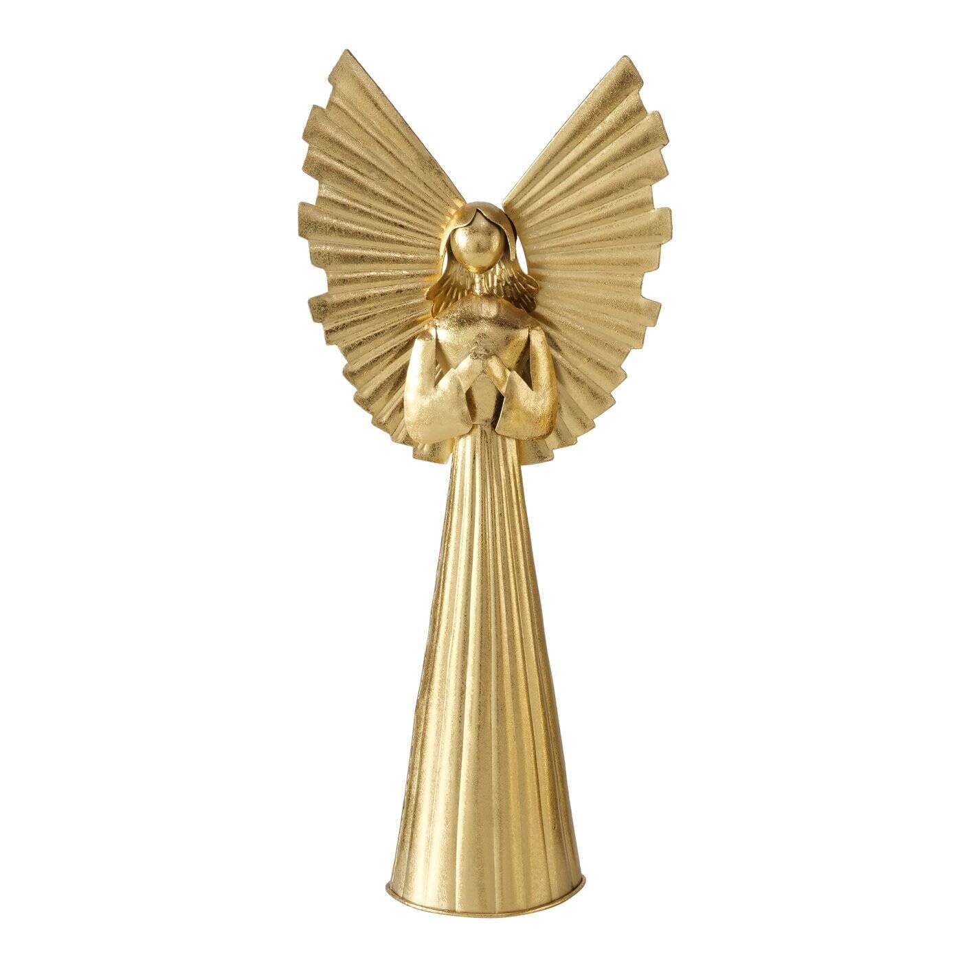 Boltze Home Goldene Weihnachtsfigur aus Metall NURIEL, hoher Engel 54 cm