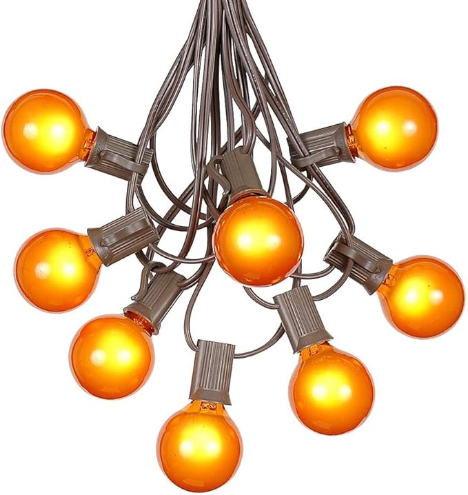 G40 Patio String Lights with 25 Orange Globe Bulbs Hanging Garden String Lights