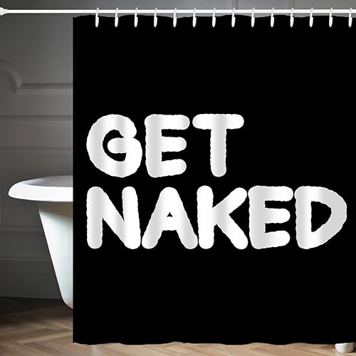 Miniatura 7 de Hongma Cortina de ducha en blanco y negro, cortina de ducha con texto en blanco y negro, cortina de ducha con letras sencillas y divertidas con