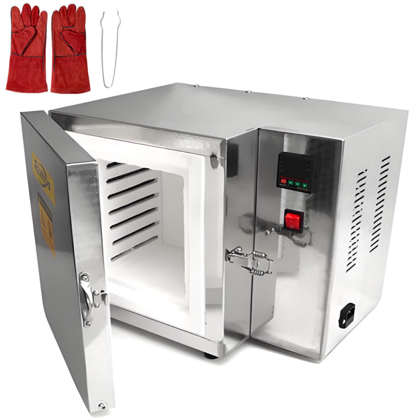 Forno elettrico da 1500 W per ceramica, gioielli, fusione di metalli e sinterizzazione di argilla, forno a muffola da banco con controllo digitale PID, temperatura massima di 800 °C e riscaldamento
