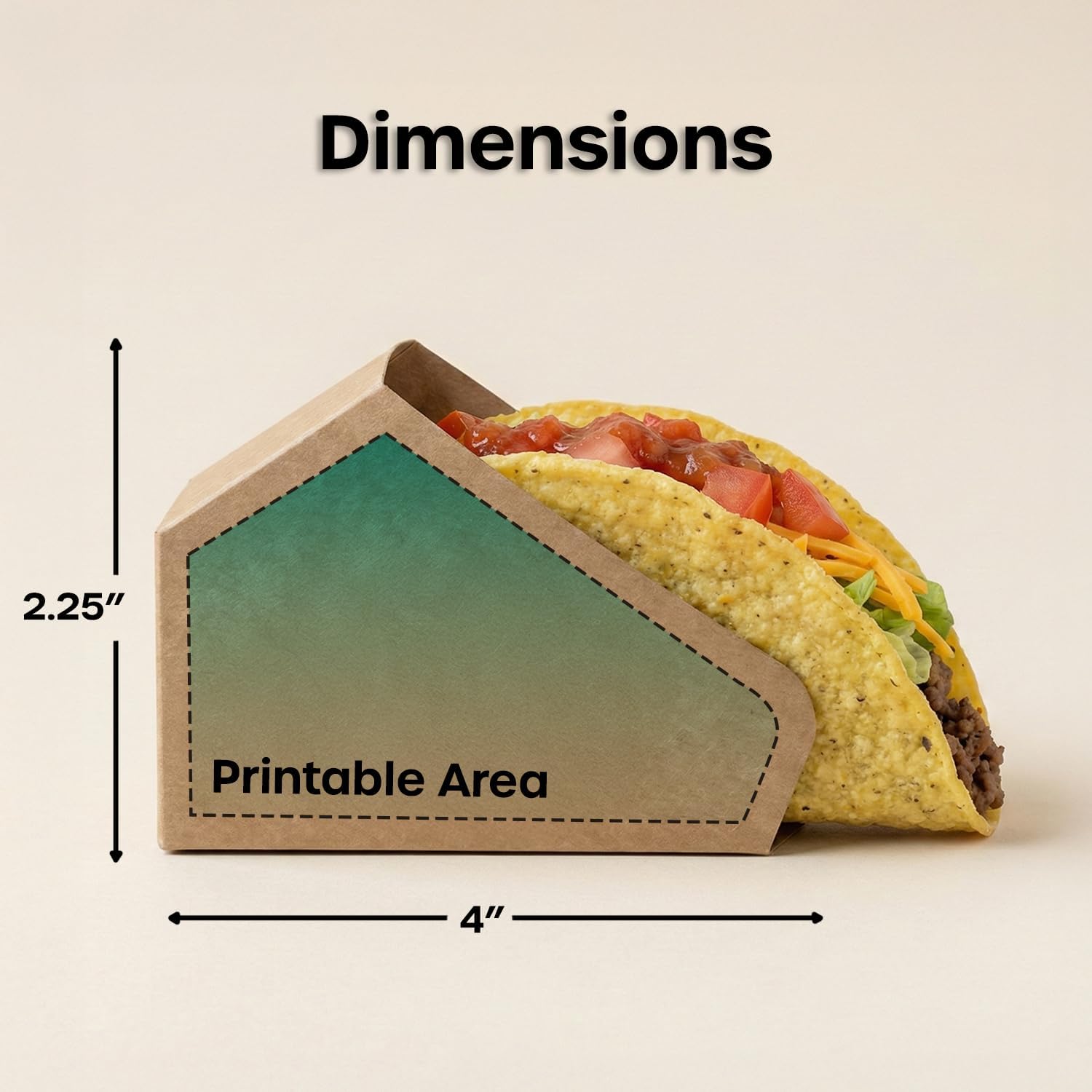 Small Custom Greaseproof Taco Holders, 100 Count, Durable Folded Paper Holders for Tacos, Wraps, Street Food, Appetizers, Personalized Packaging for Food Trucks, Cafés & Restaurants