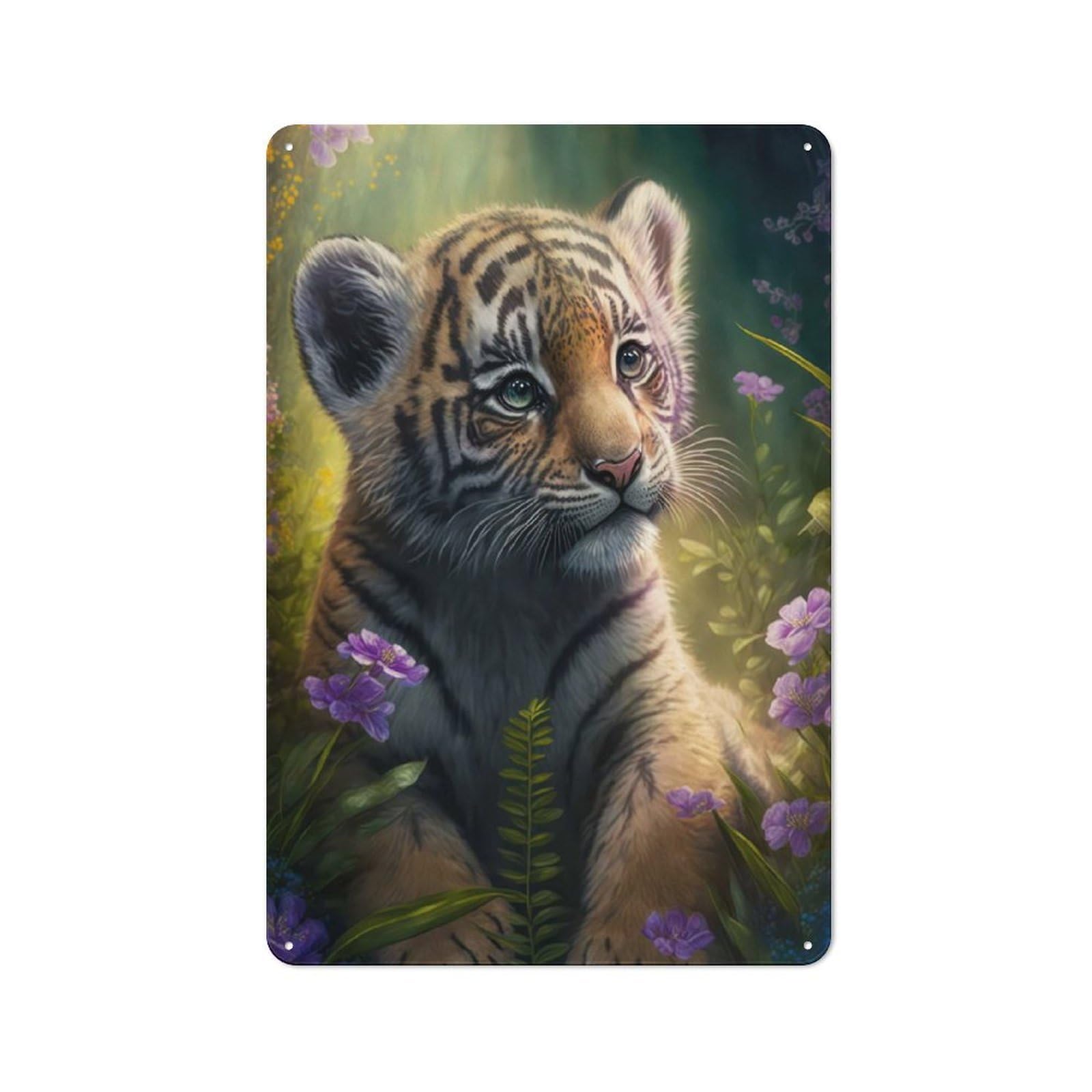 Junmoney Style-12 Cute Baby Tiger Retro-Style Tin Wall Plaque 30X20cm For Café Or Home Bar, For Themed Interiors In Cafés And Home Bars