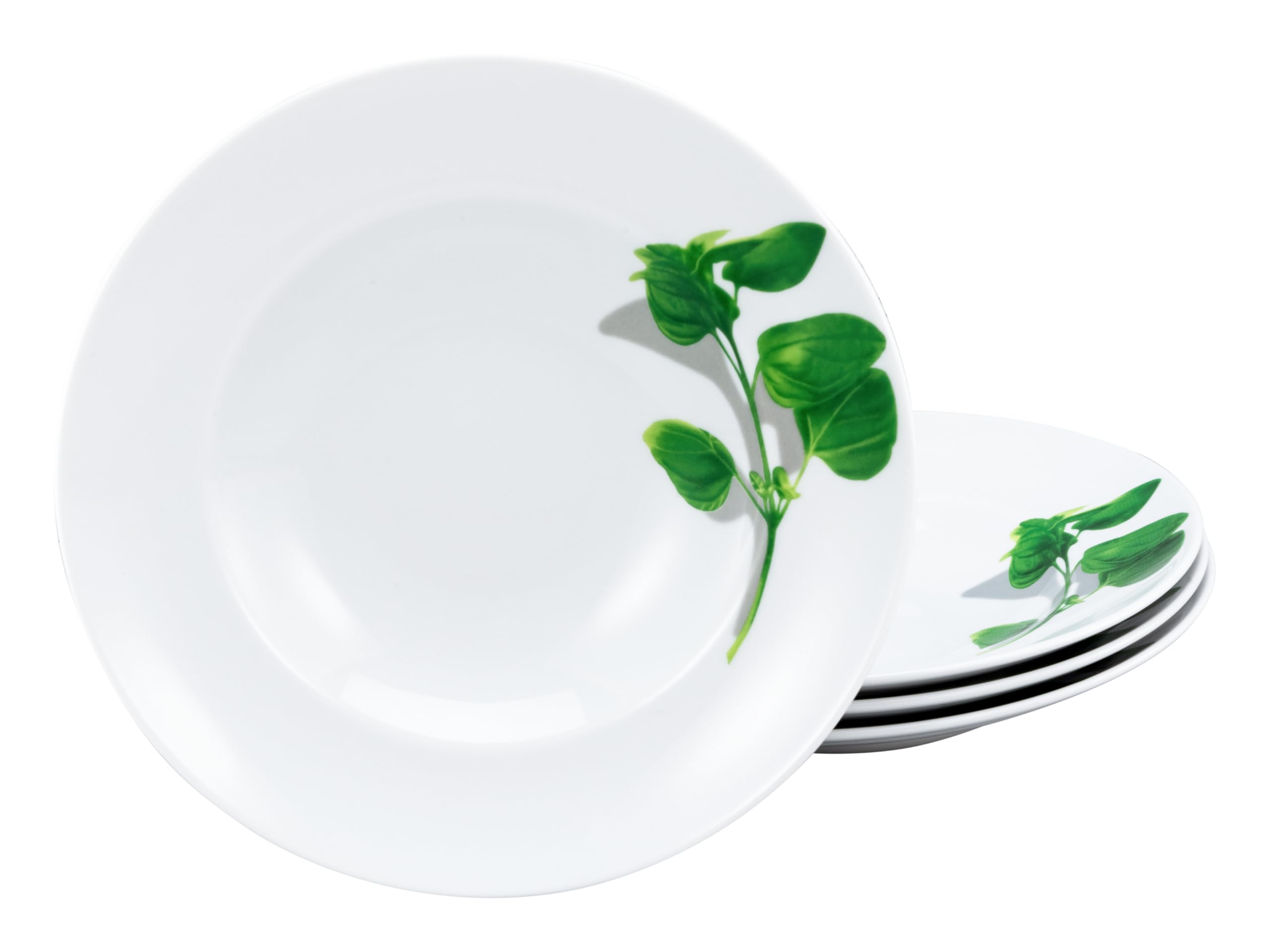 Creatable, Basiliku 23436 Lot de 4 assiettes à pâtes en porcelaine, passent au lave-vaisselle et au micro-ondes, fabriquées en Europe