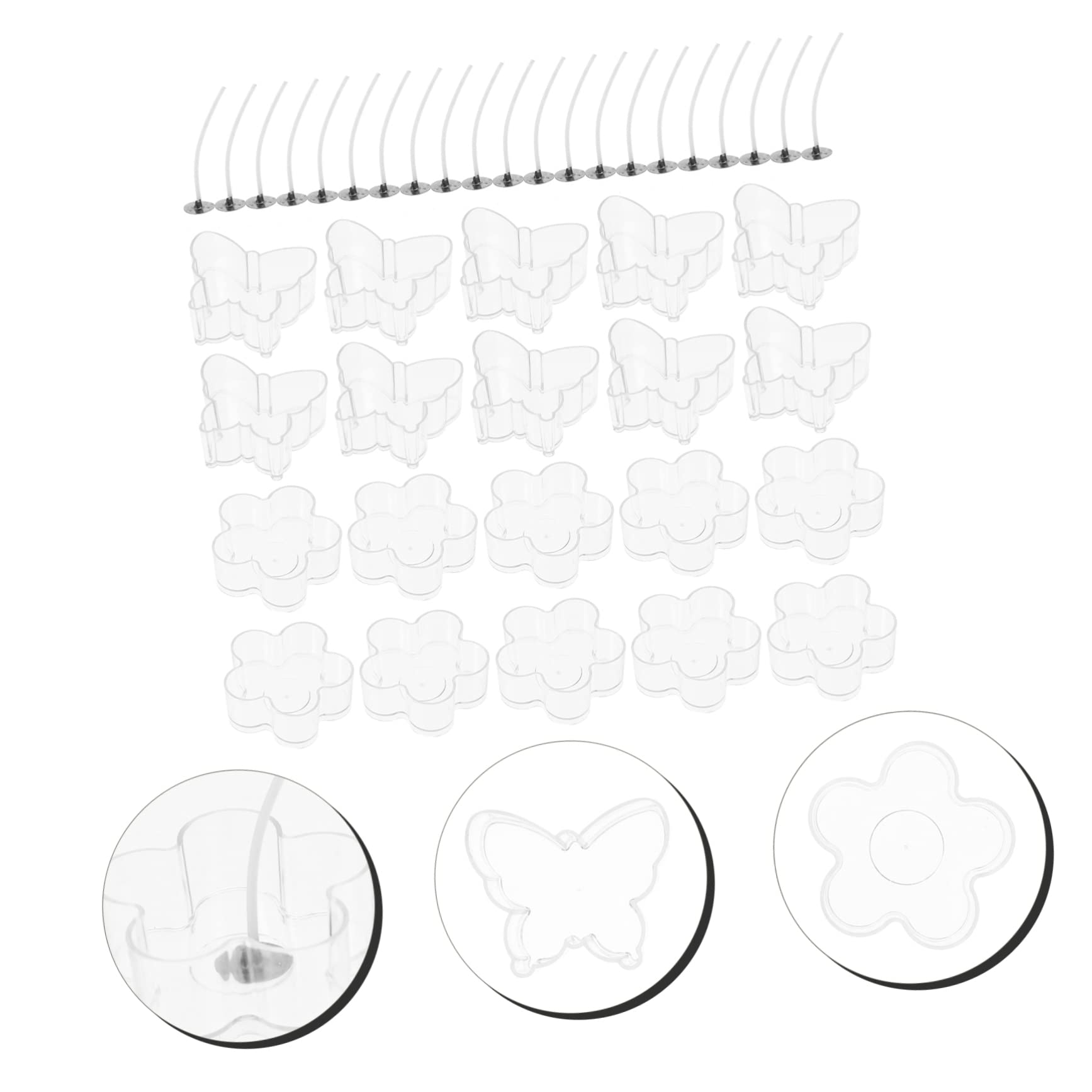 Operitacx 3sets Contenitori Per Candele Plastica Riutilizzabili Gusci Ignifughi Con Stoppini Kit Per Creare Candele Fai Da Te Farfalle Fiori Stoppini