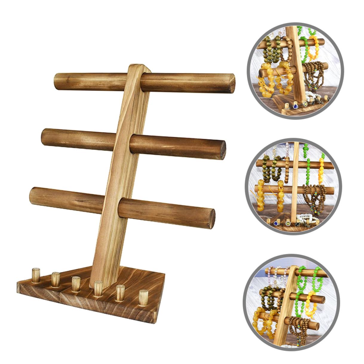 Stöckiger Schmuckhalter aus Massivem Holz Stabiler Armband Ringständer für Uhren und Accessoires Multifunktionales Display für Schlafzimmer und Schmuckladen Langlebig und
