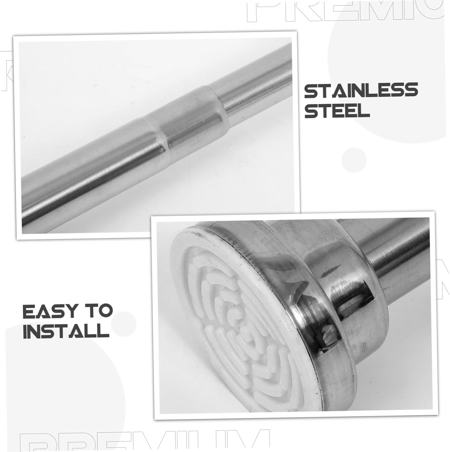 LIFKOME Extendable Stainless Steel Shower Curtain Rod Spring Tension Rod for Bathroom Wardrobe No Drilling Required Multi Purpose Use for Clothesline Curtains Fits