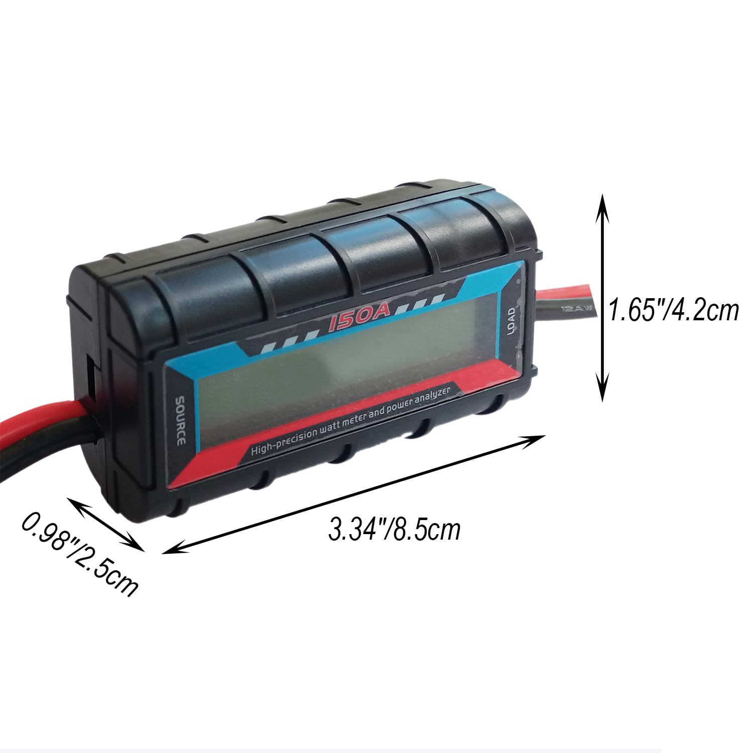 150A RC Watt Meter, Analizzatore di potenza ad alta precisione, DC 0-60V Volt Amp Watt Checker Tester, con schermo LCD giallo digitale per tensione, corrente, potenza, carica e misurazione