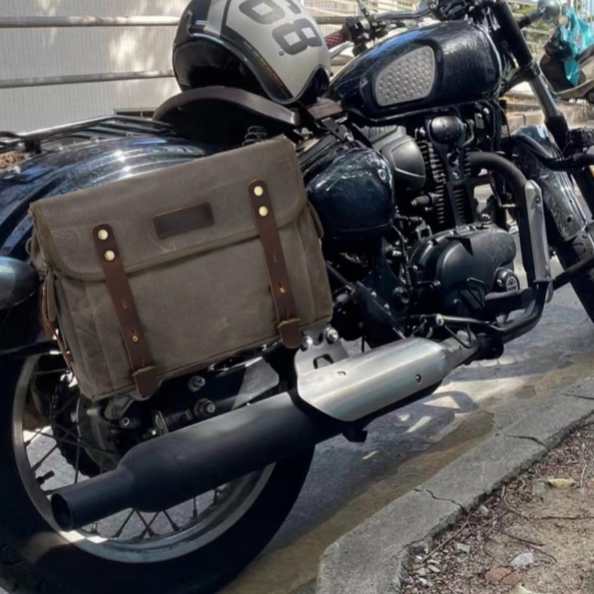 Amazon | バイクサイドバック レトロ 大容量 ベルト ショルダー サイド 