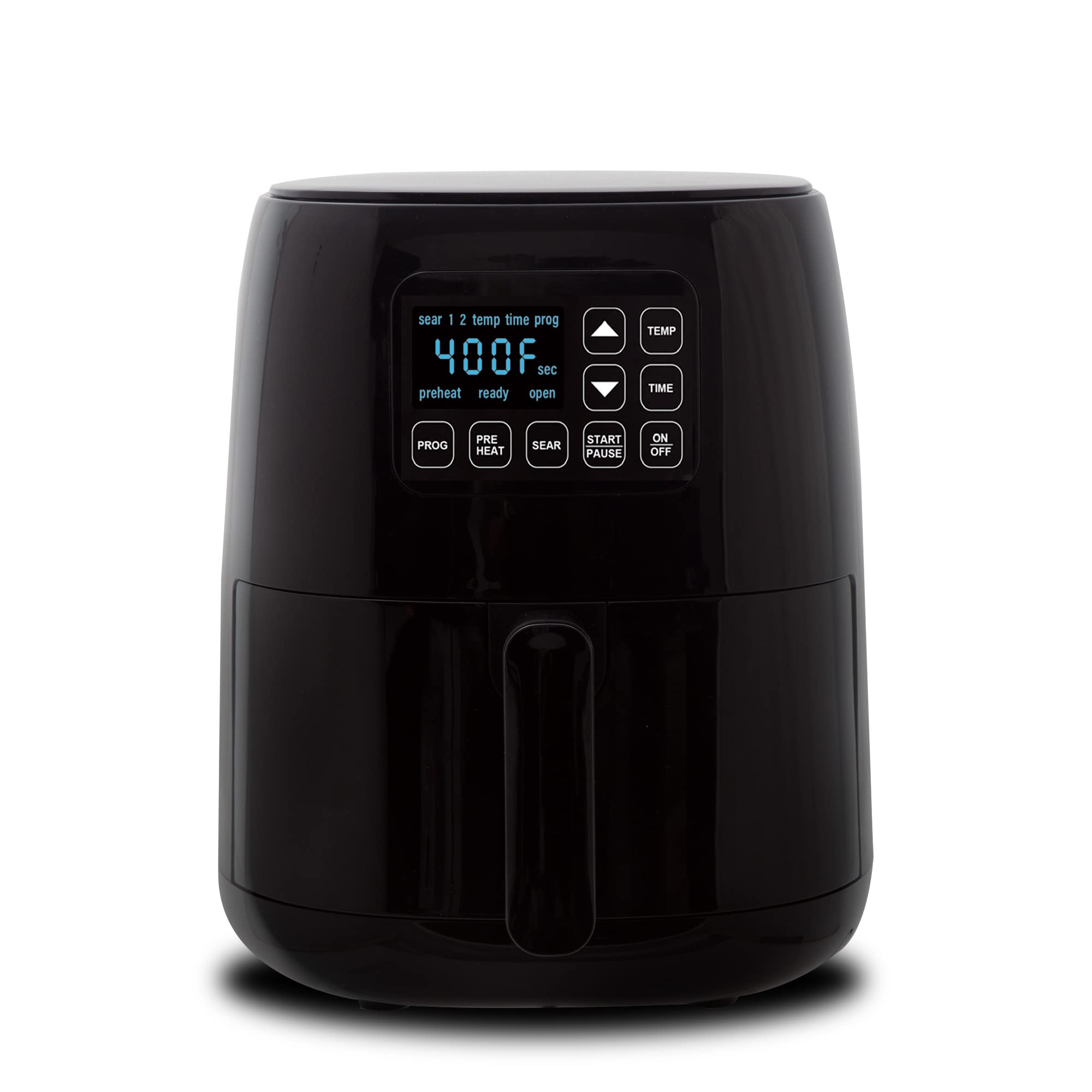 Nuwave Brio 4.5-Qt Air Fryer, 1 Touch Digital Controls, 50°F-400°F Temp Controls in 5° Increments, Built-In Safety Features, Non-Stick Air Circulation Riser & Reversible Rack