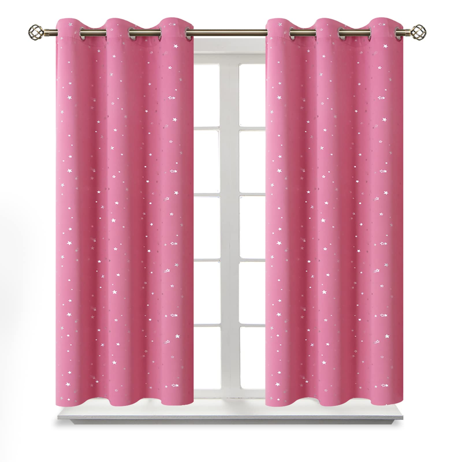 BGment Short Curtains for Small Window 45 Inch for Bedroom - Pink 2 Panels