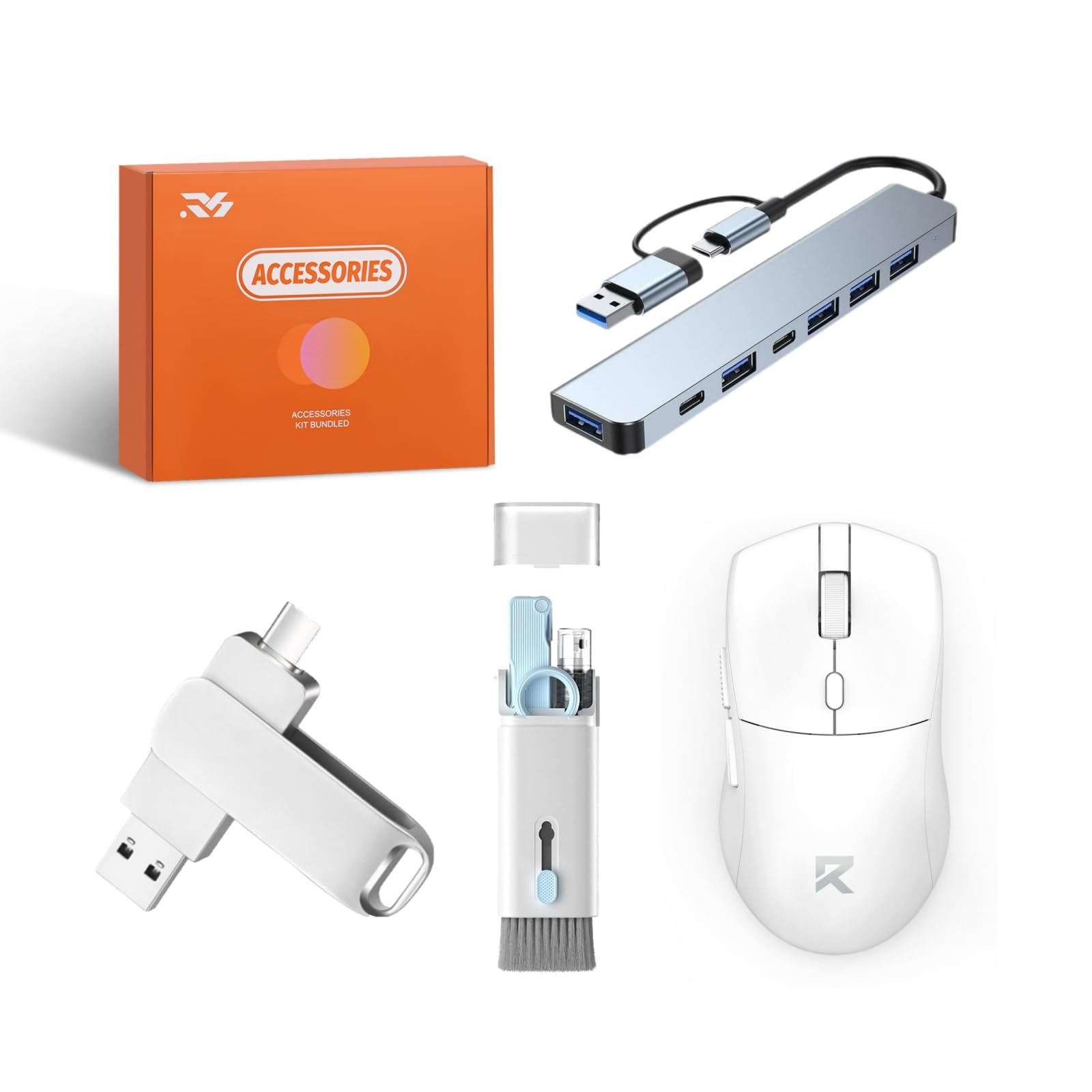 4-in-1 Accessory Bundle | Wireless Mouse | 128GB USB Flash Drive | 7 in 1 USB Hub | 7 in 1 Cleaning Kit-image-48