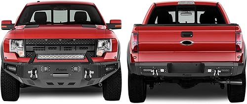 Miniatura 6 de FINDAUTO Parachoques delantero y trasero combinado para Ford 2010-2014 para F-150 parachoques de roca negra con textura mejorada con placa de