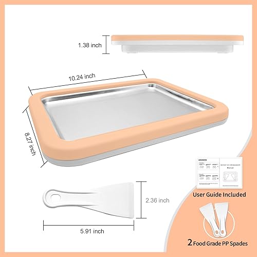 Miniatura 2 de Máquina de helados instantáneos, máquina de helados enrollados, sarténrollo de gelato instantáneo, bricolaje casero, con 2 espátulas, placa de yogur