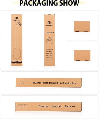 Miniatura 8 de Paquete de 2 cucharas de cocina de silicona grandes antiadherentes sólidas, resistentes al calor, utensilios de cocina para mezclar servir (negro y