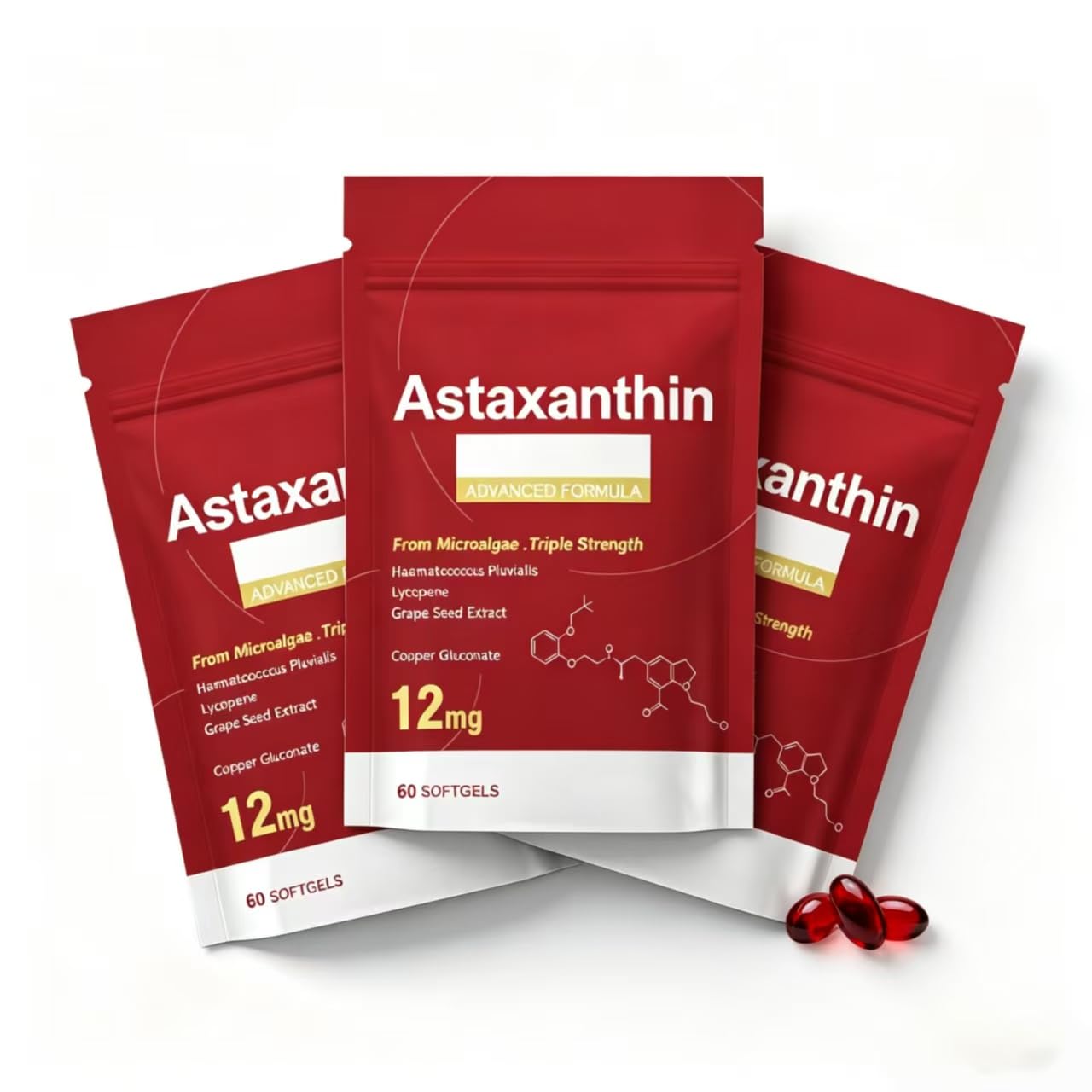 Astaksantyna 12mg – źródło świeżych mikroalg dla antyoksydantów, 60 szt