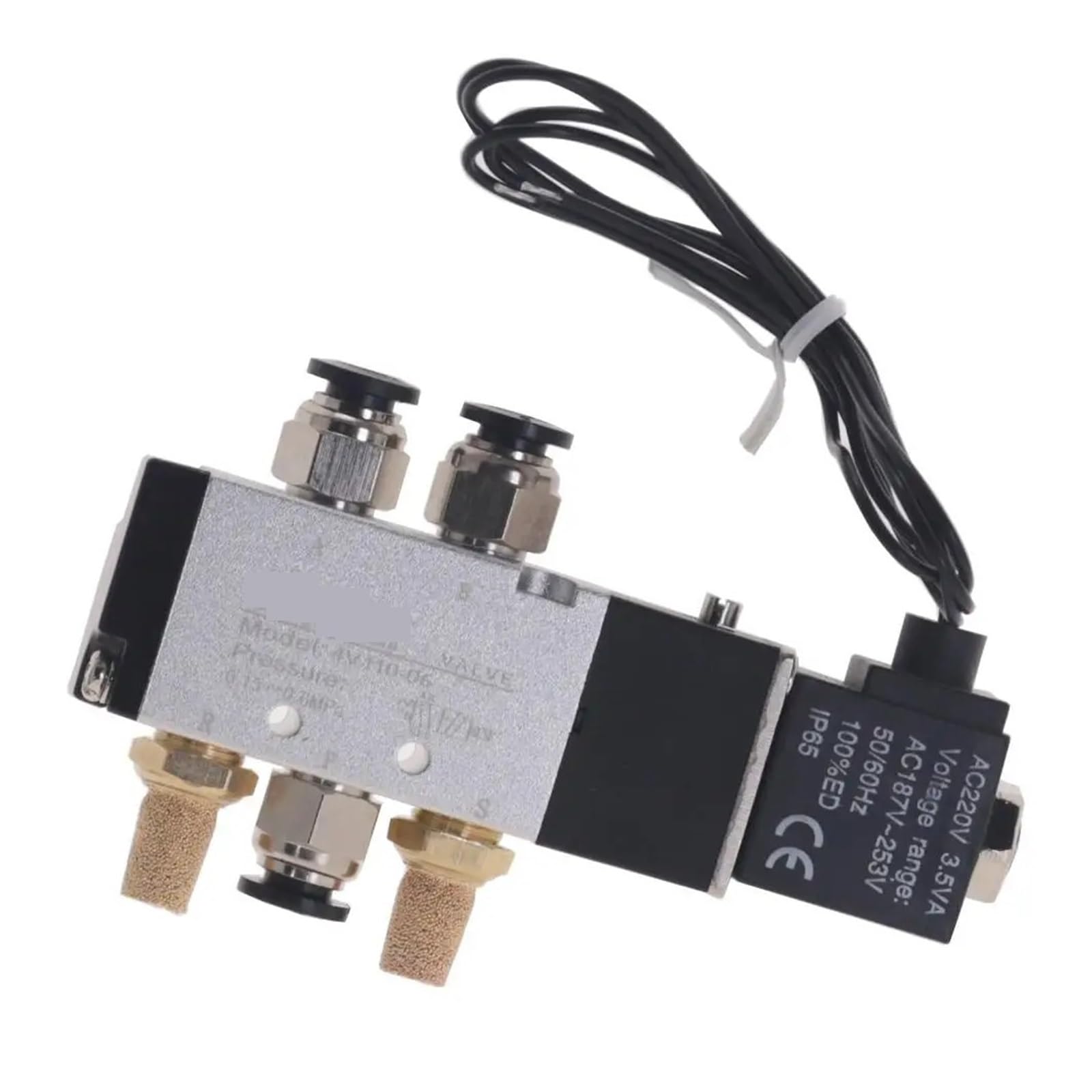 Elektromagnetyczny zawór pneumatyczny 4V110-06 5-drożna 2-pozycyjna sprężarka powietrza 12V 24V 110V 220V (ONLY 4V110-06 LED, AC110V)