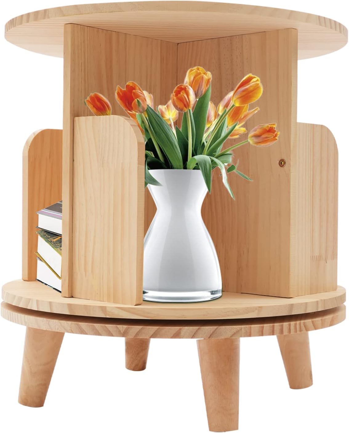 Futchoy Rotatable Bookcase Rotating Bookshelf 360 Display 16 Tier