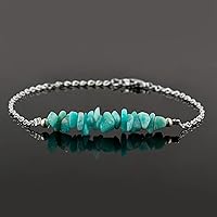 Vista 27 de TGH Pulsera de barra de chips naturales, cristal curativo, pulsera de cuentas crudas chapada en plata, cadena ajustable de 7 + 1 pulgada, regalo