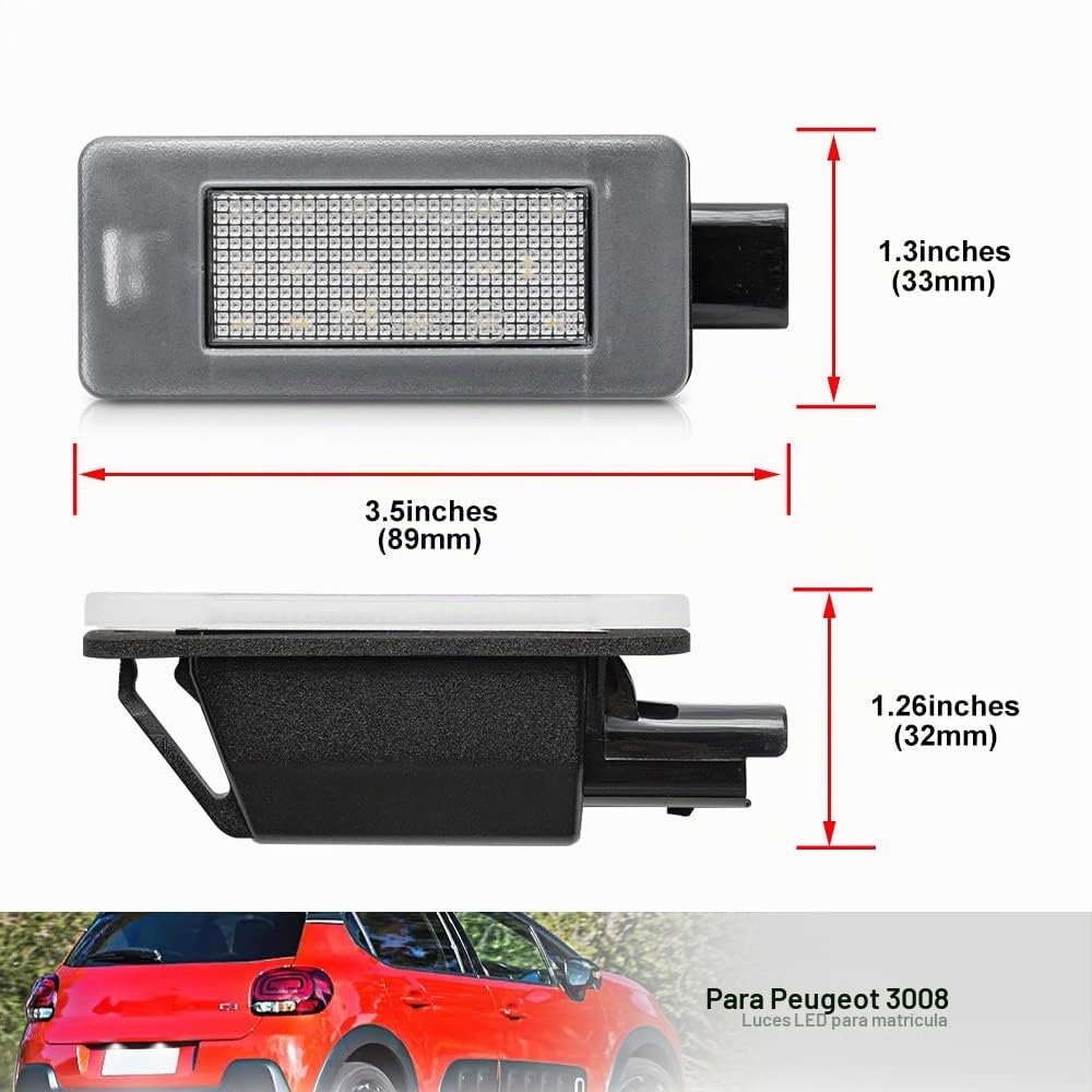 2 piezas LED luz de placa de matricula para Peugeot 207CC 208 308 II 308CC 508 2008 3008 5008 para Citroen C3 C5 III C4 Cactus Picasso II Grand Picasso II