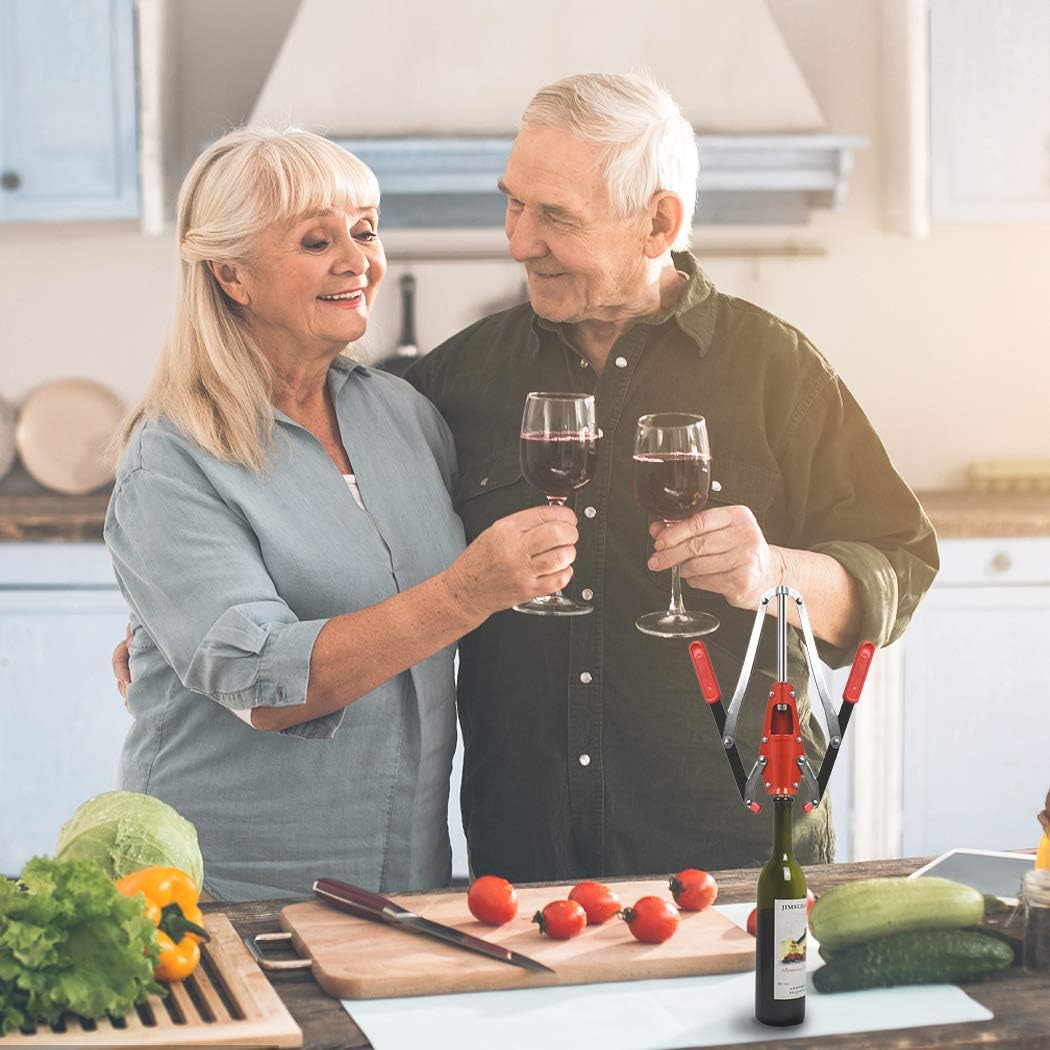 Wine Bottle Double Lever Hand Corker, For Standard Wine, Belgian Beer, and Synthetic Plastic Corks, with 20 Count Wine Corks