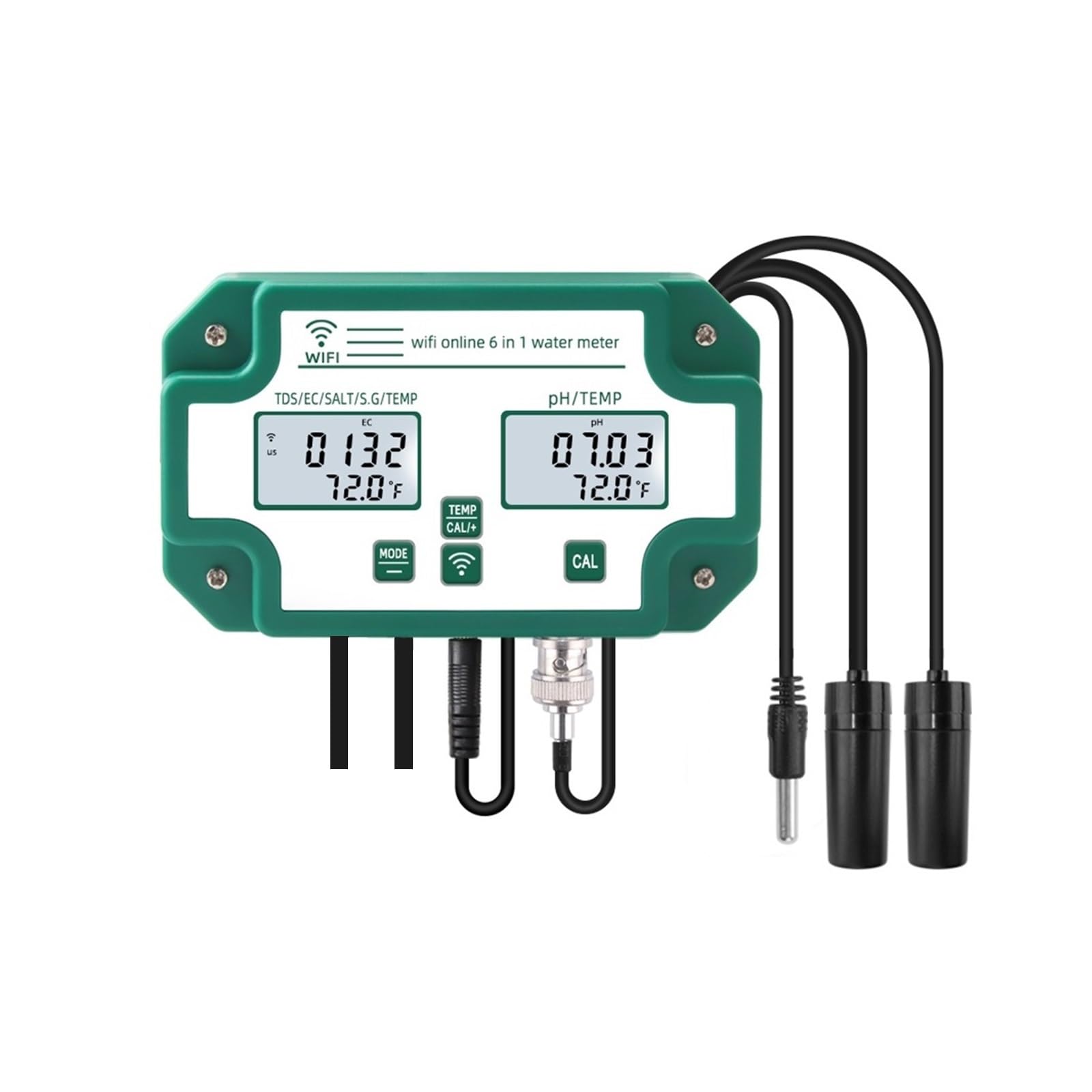 JACOJE Digitaler PH-Tester für Wasser 6-in-1-Datenlogger PH EC TDS Salt SG Temp Meter Digitaler Wasserqualitätstester WiFi Smart Monitor Tuya APP Einfache Kalibrierung (Color : Calibrate)