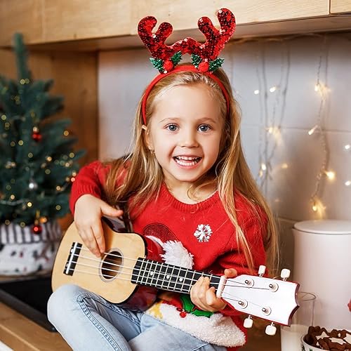 Miniatura 7 de Juego de 12 diademas de Navidad y marcos de gafas de Navidad, árbol de Navidad, cabeza de muñeco de nieve, accesorios para lentes con purpurina para