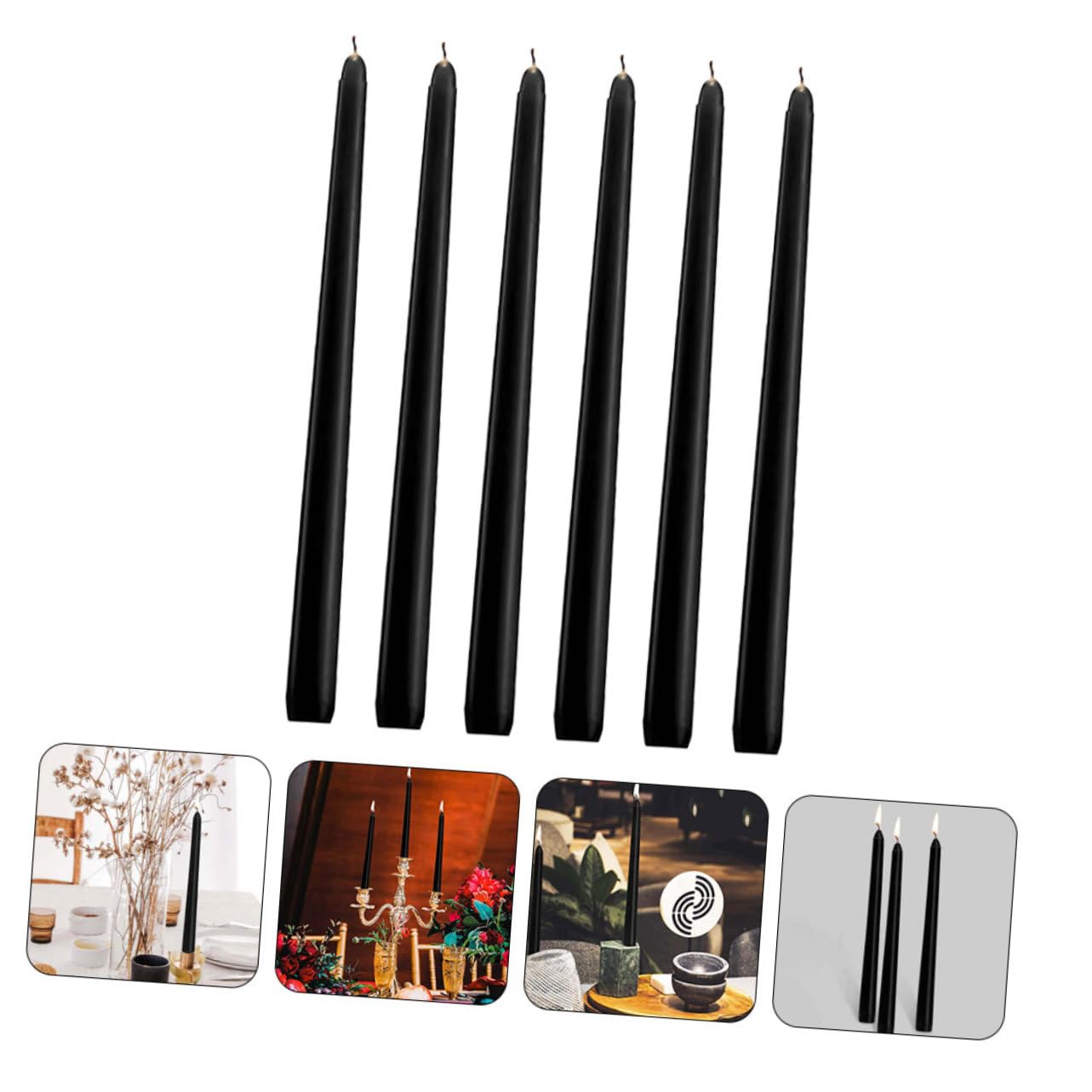 Cabilock Set Di 6 Candele Coniche Alte 25 Cm in Paraffina Nera Decorazione Per La Tavola Ideali Per Matrimoni Feste E Per Creare Latmosfera Giusta Per La Casa.