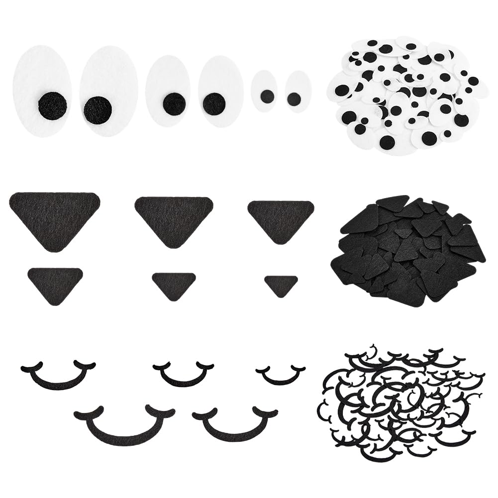 FINGERINSPIRE 180PCS Felt Craft Set for Doll Making, 3 Styles Black