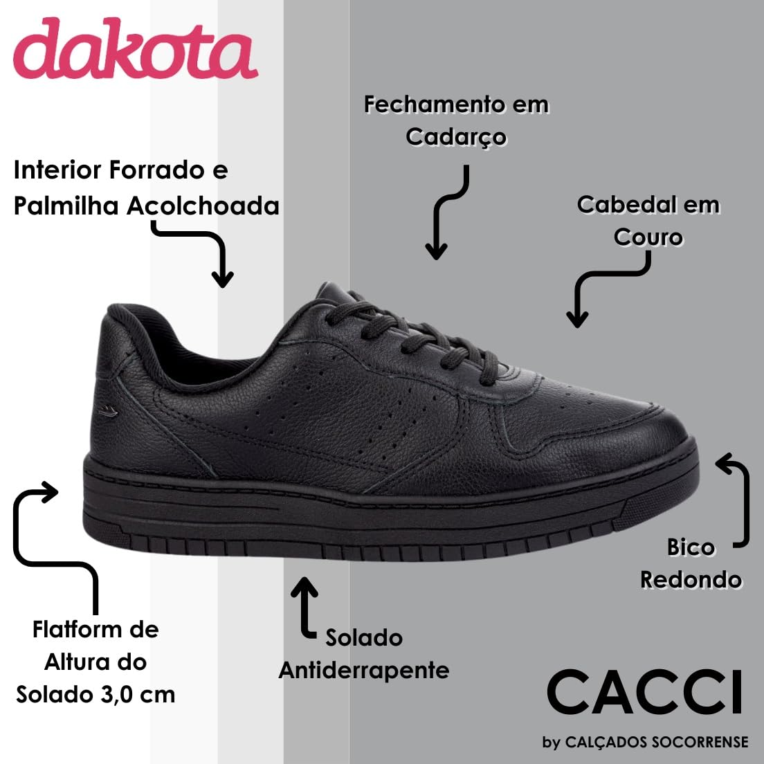 Tênis Casual Feminino Couro Preto Dakota G9371-0011 em promoção! Veja a oferta e mais achadinhos de Tênis 3 Hoje é o melhor dia para comprar Tênis Casual Feminino Couro Preto Dakota G9371-0011 com aquele preço maroto! Promoção! Aproveite a oferta! 3