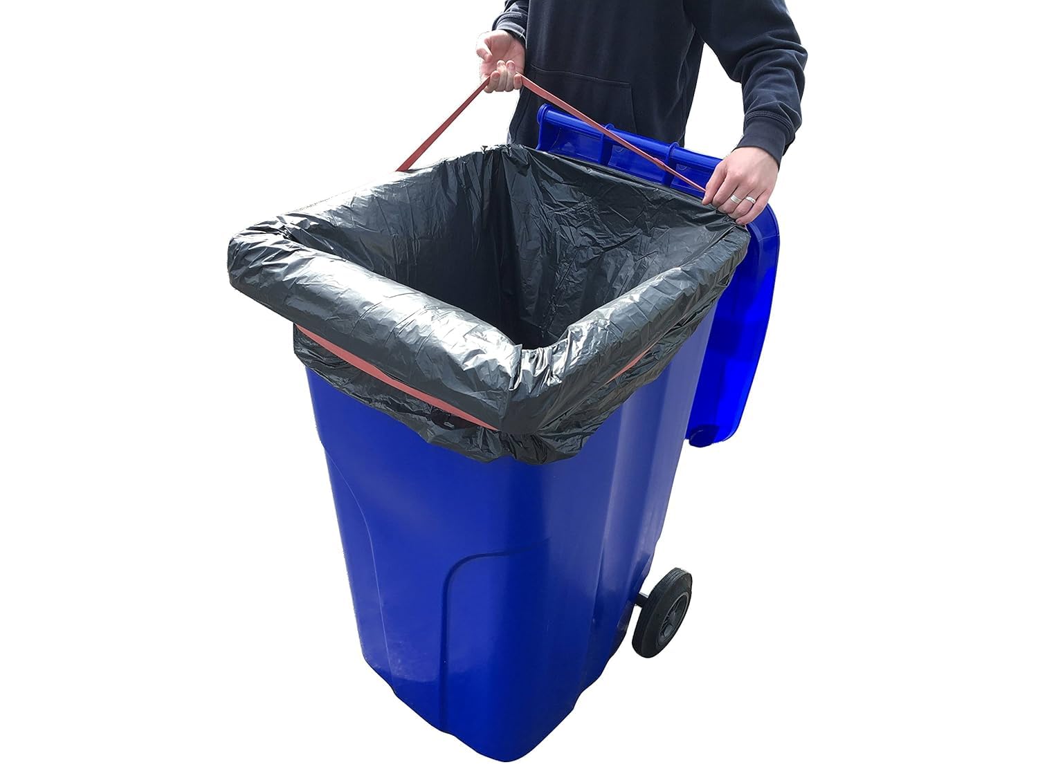 Lot de 10 Sacs Poubelle 360L Doublures de Container + Sangle de Fixation | Anti Salissures - Anti Odeur | Résistant - Anti Fuites | Certifié REACH Emballage FSC (360 LITRES)