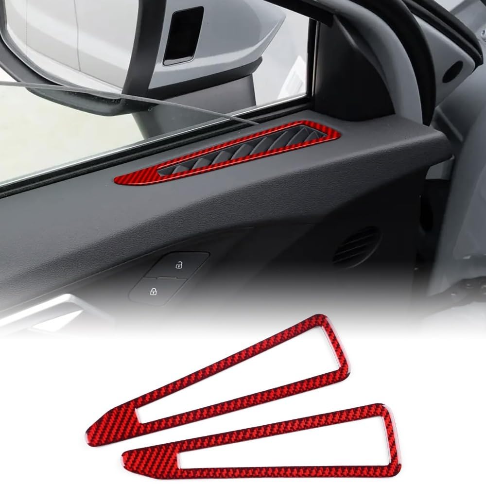 GIOPSQ 2PCS Carbon Fiber Air Vent Frame Trim for Audi A3 S3 8Y 2020-2025, Door Air Conditioning Vent Outlet Cover, Interior Decoration Accessory rewr/red/A