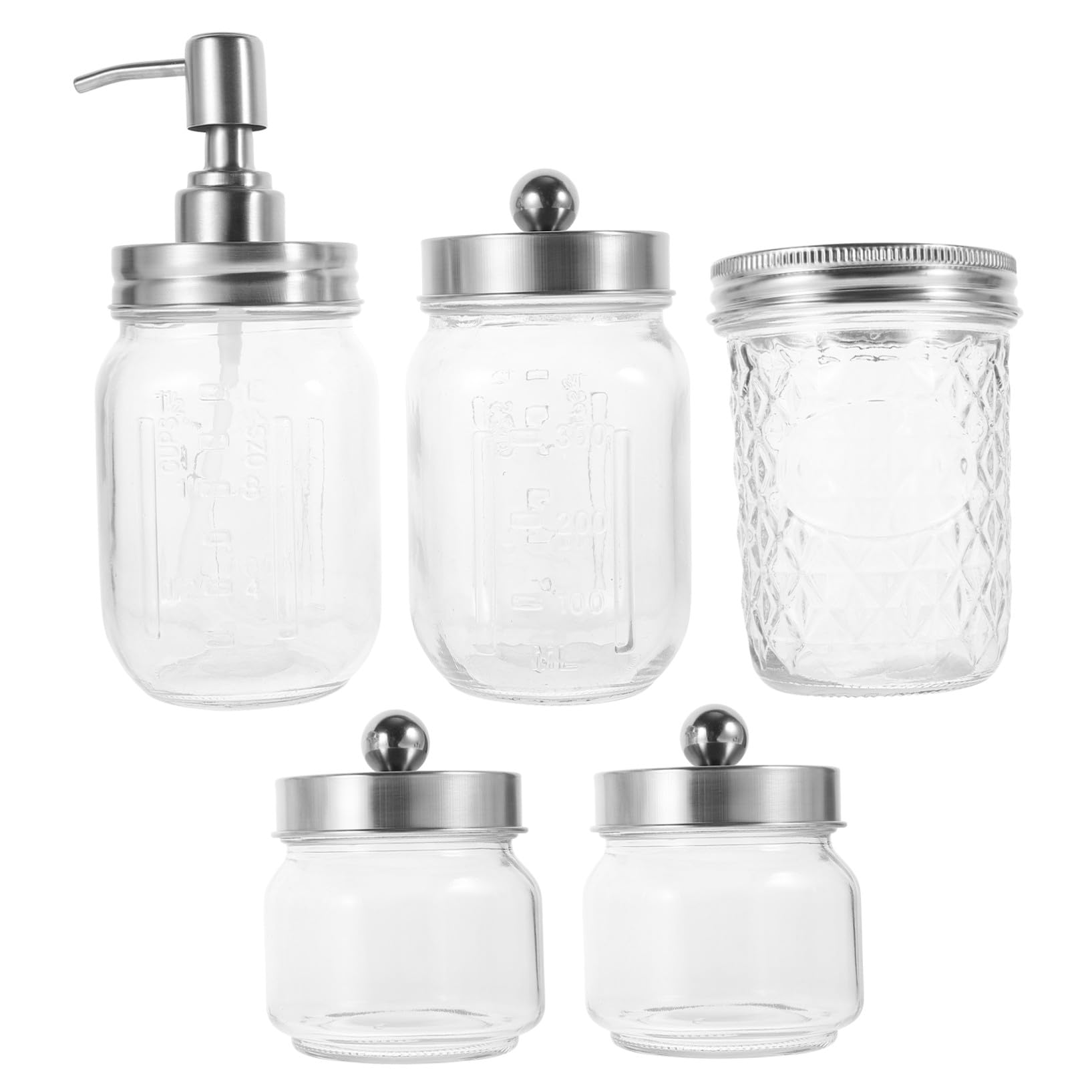 Cabilock Accesorios para Baño Completo con Dispensador de Jabón Líquido de Soporte para Cepillos de Dientes y Contenedor para Hisopos Set de Estilo Rústico para Encimeras de Baño