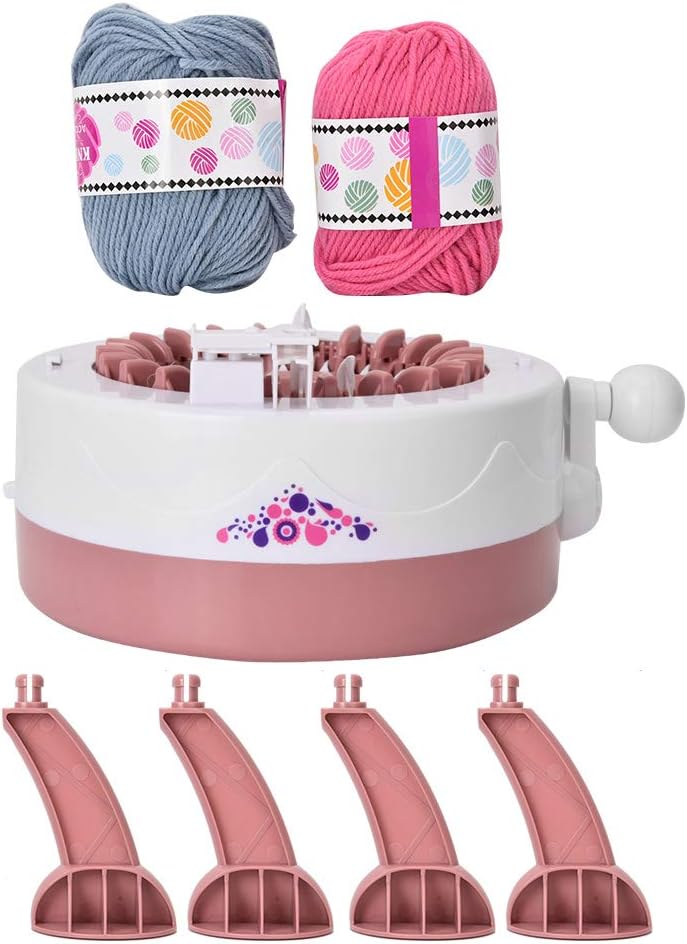 Rodipu Hand Crank Sewing Machine, Hand-Knitted Knitting Machine, Mini Knitting Weaving Loom for Beginner Knitting Board Rotating Tools DIY Knitting Machine Toy for Knitting Scarf/Hat/Sweater